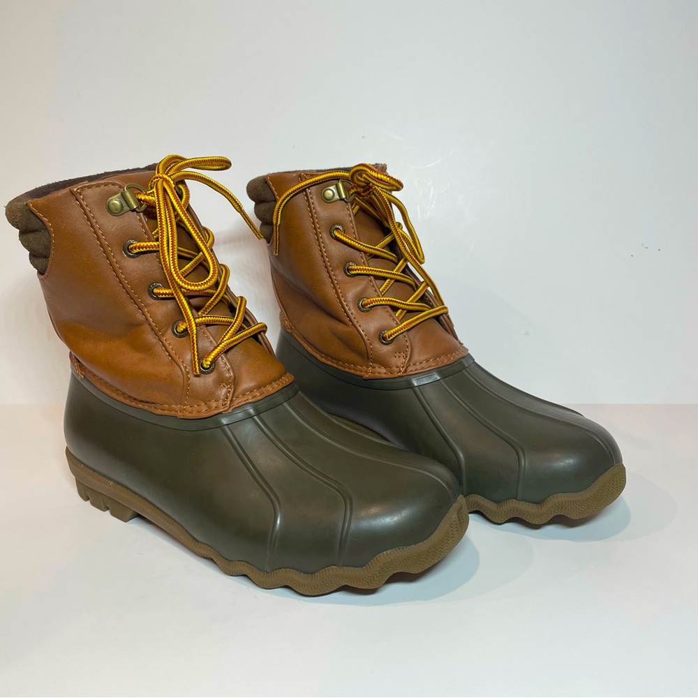 Sperry Avenue Duck Brown & Tan Waterproof Rubber Boot Boys Size 5